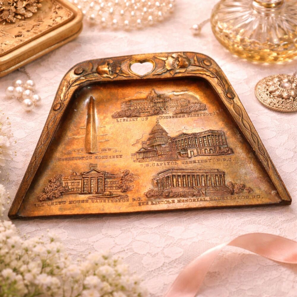 Vintage Occupied Japan Souvenir Copper Crumb Catcher Dust Pan Washington DC